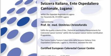 Certificazione Centro Tumore Colon-retto della Svizzera Italiana